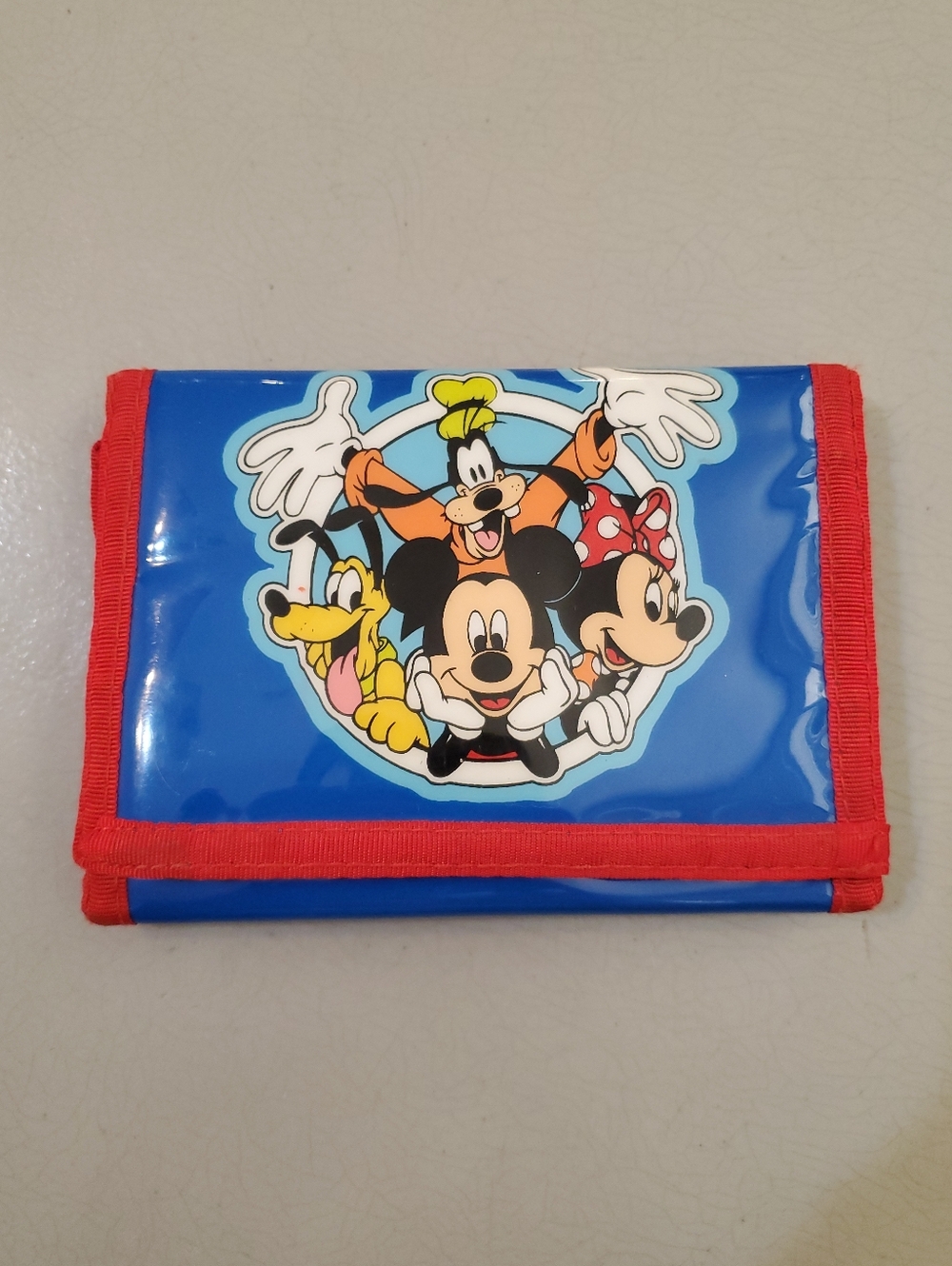 Disneyland Resort Vintage Tri-Fold Wallet‎ Blue Mickey Mouse Pluto Goofy Minnie